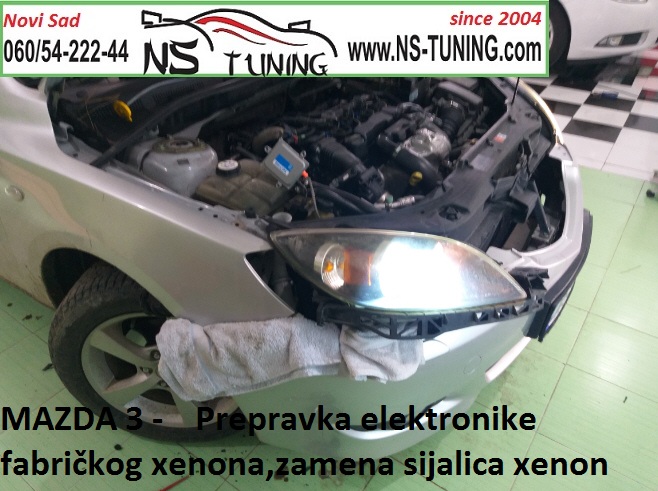 mazda 3 2005 2006 2007 2008 godiste servis xenona farova novi sad d2s d1s d3s philips osram trafo balast